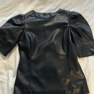 Aqua faux leather shirt